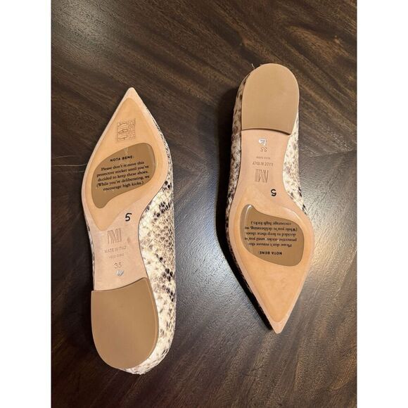 MM Lafleur Rowan‎ Embossed Snakeskin Flats NWOB New Women's 35 Italian Leather - Picture 9 of 12